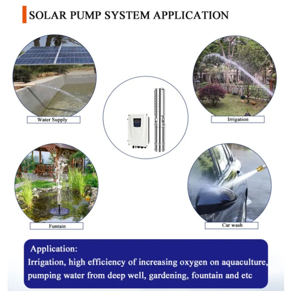 Solar Water Pump - 3-Zoll Solar-Tiefbrunnenpumpe 48V 500W DC Tauchpumpe